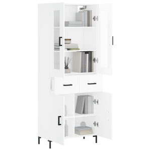 Credenza Bianco Lucido 69,5x34x180 cm in Legno Multistrato 3198531