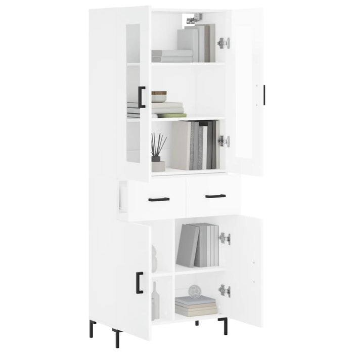 Credenza Bianco Lucido 69,5x34x180 cm in Legno Multistrato 3198531