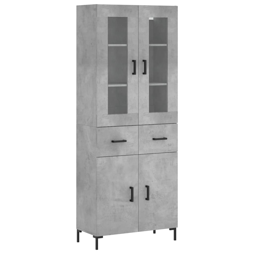 Credenza-Buffet-Armadio da cucina Grigio Cemento 69,5x34x180 cm in Legno Multistrato 180761