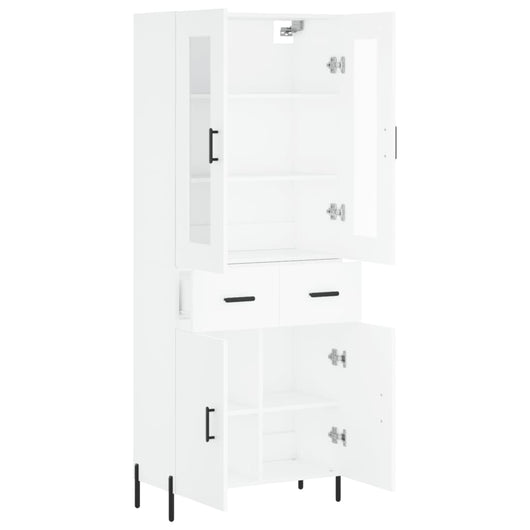 Credenza cassettiera mobile contenitore organizer cucina soggiorno salotto alto 695 x 34 x 180 cm legno ingegnerizzato bianco 02_0032693