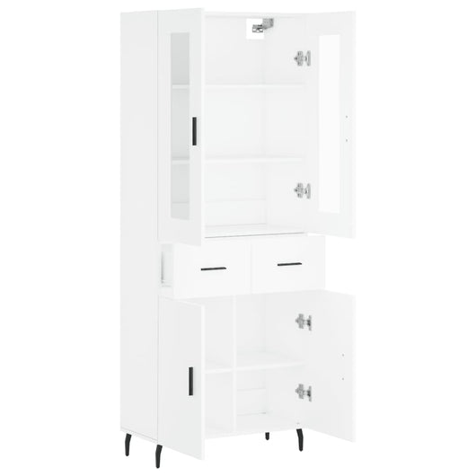 Credenza cassettiera mobile contenitore organizer cucina soggiorno salotto alto 695 x 34 x 180 cm legno ingegnerizzato bianco 02_0032642
