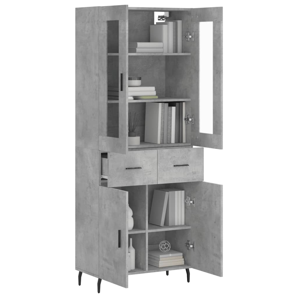 Credenza-Buffet-Armadio da cucina Grigio Cemento 69,5x34x180 cm in Legno Multistrato 407799