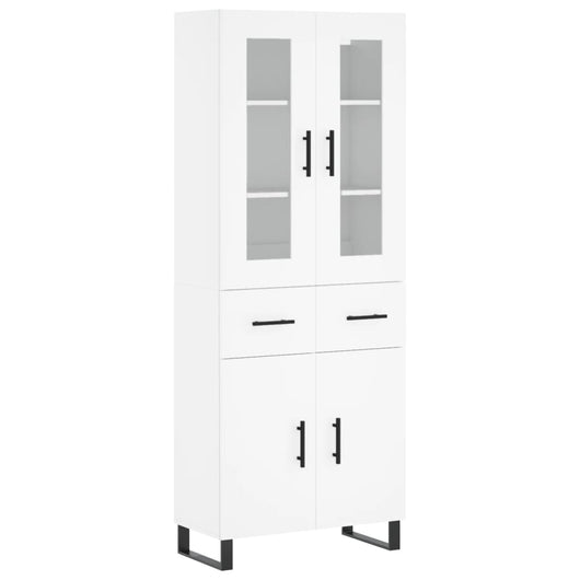 Credenza cassettiera mobile contenitore organizer cucina soggiorno salotto alto 695 x 34 x 180 cm legno ingegnerizzato bianco 02_0032628