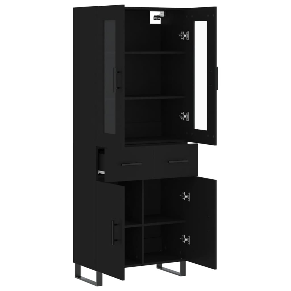 Credenza Nera 69,5x34x180 cm in Legno Multistrato 3198554