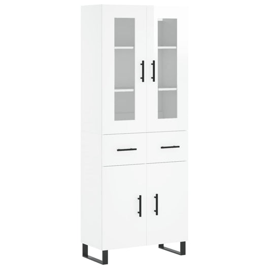 Credenza Bianco Lucido 69,5x34x180 cm in Legno Multistrato 3198555