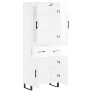 Credenza Bianco Lucido 69,5x34x180 cm in Legno Multistrato 3198555