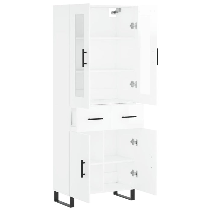 Credenza Bianco Lucido 69,5x34x180 cm in Legno Multistrato 3198555