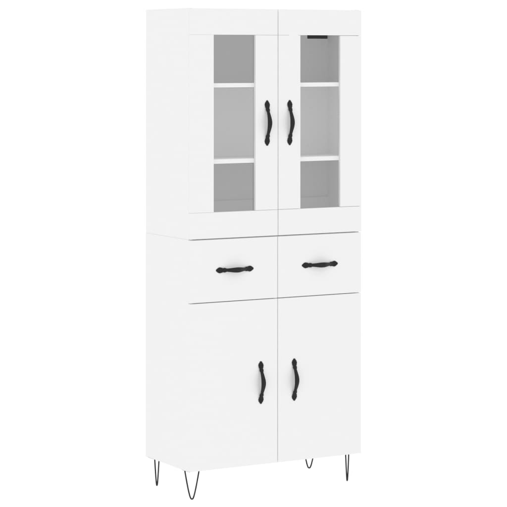 Credenza-Buffet-Armadio da cucina Bianca 69,5x34x180 cm in Legno Multistrato 306215