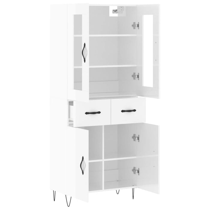 Credenza Bianco Lucido 69,5x34x180 cm in Legno Multistrato 3198563