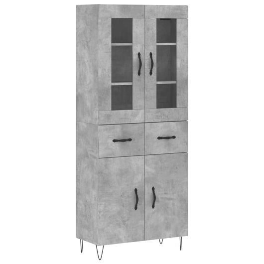Credenza-Buffet-Armadio da cucina Grigio Cemento 69,5x34x180 cm in Legno Multistrato 949238