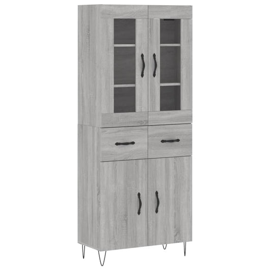 vidaXL Credenza Grigio Sonoma 69,5x34x180 cm in Legno Multistrato