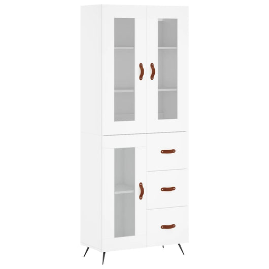 Credenza-Buffet-Armadio da cucina Bianca 69,5x34x180 cm in Legno Multistrato 939063