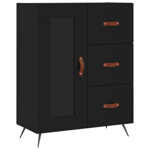 Credenza-Buffet-Armadio da cucina Nera 69,5x34x180 cm in Legno Multistrato 280699