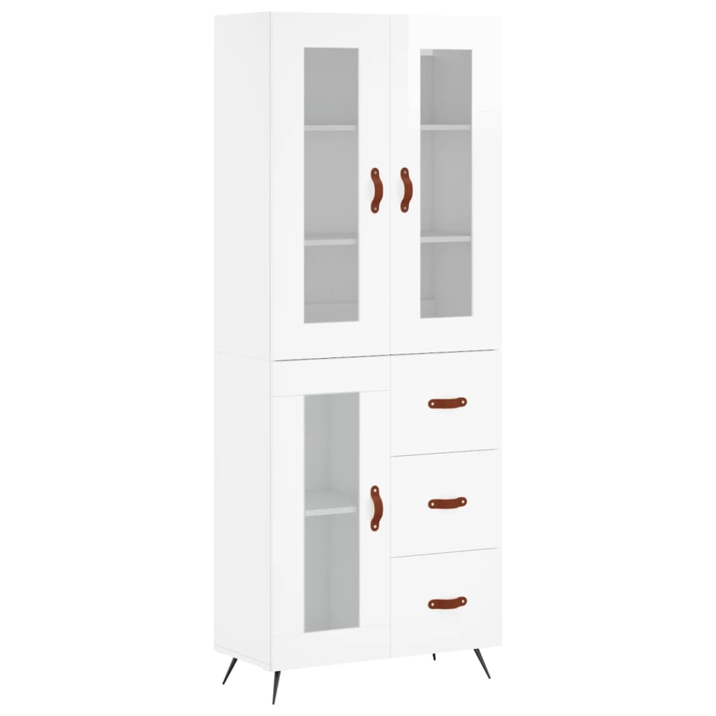 Credenza Bianco Lucido 69,5x34x180 cm in Legno Multistrato 3198571