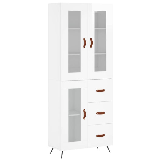 Credenza Bianco Lucido 69,5x34x180 cm in Legno Multistratocod mxl 126076