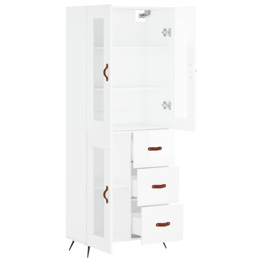 Credenza Bianco Lucido 69,5x34x180 cm in Legno Multistrato 3198571