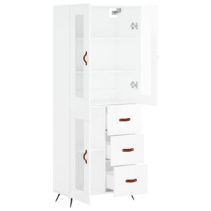 Credenza Bianco Lucido 69,5x34x180 cm in Legno Multistrato 3198571