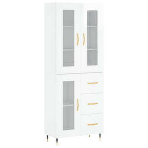 Credenza Bianco Lucido 69,5x34x180 cm in Legno Multistrato 3198579