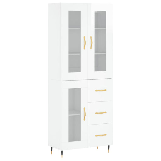 Credenza Bianco Lucido 69,5x34x180 cm in Legno Multistrato 3198579