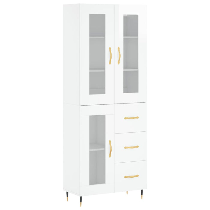 Credenza Bianco Lucido 69,5x34x180 cm in Legno Multistrato 3198579