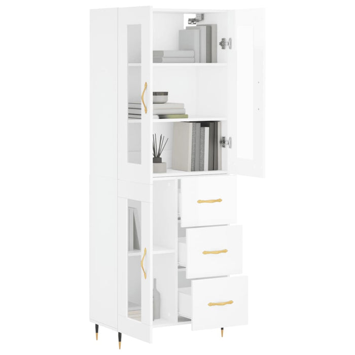 Credenza Bianco Lucido 69,5x34x180 cm in Legno Multistrato 3198579