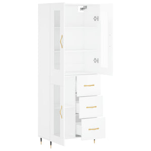 Credenza Bianco Lucido 69,5x34x180 cm in Legno Multistrato 3198579