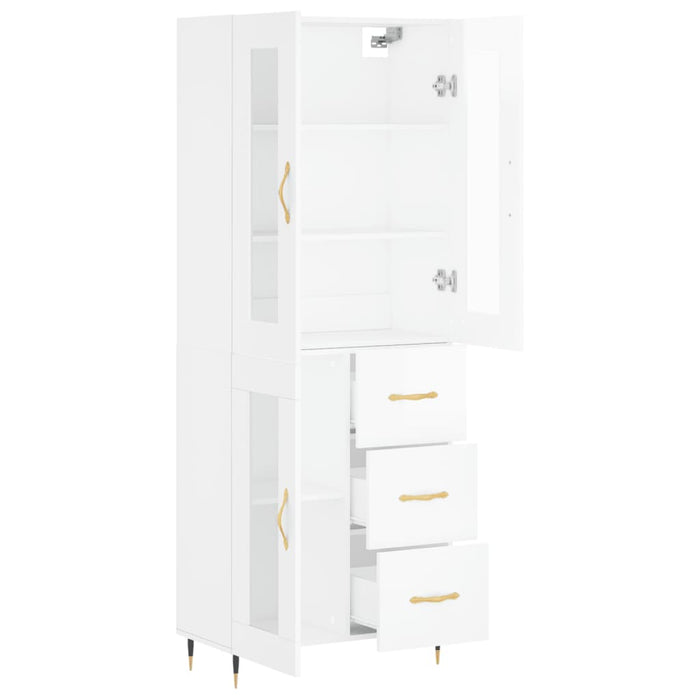 Credenza Bianco Lucido 69,5x34x180 cm in Legno Multistrato 3198579