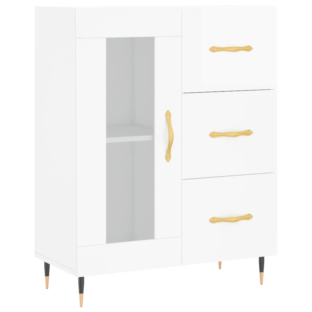 Credenza Bianco Lucido 69,5x34x180 cm in Legno Multistrato 3198579