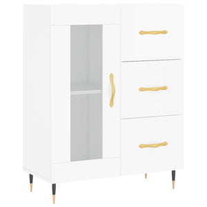 Credenza Bianco Lucido 69,5x34x180 cm in Legno Multistrato 3198579