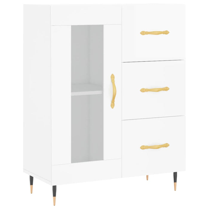 Credenza Bianco Lucido 69,5x34x180 cm in Legno Multistrato 3198579