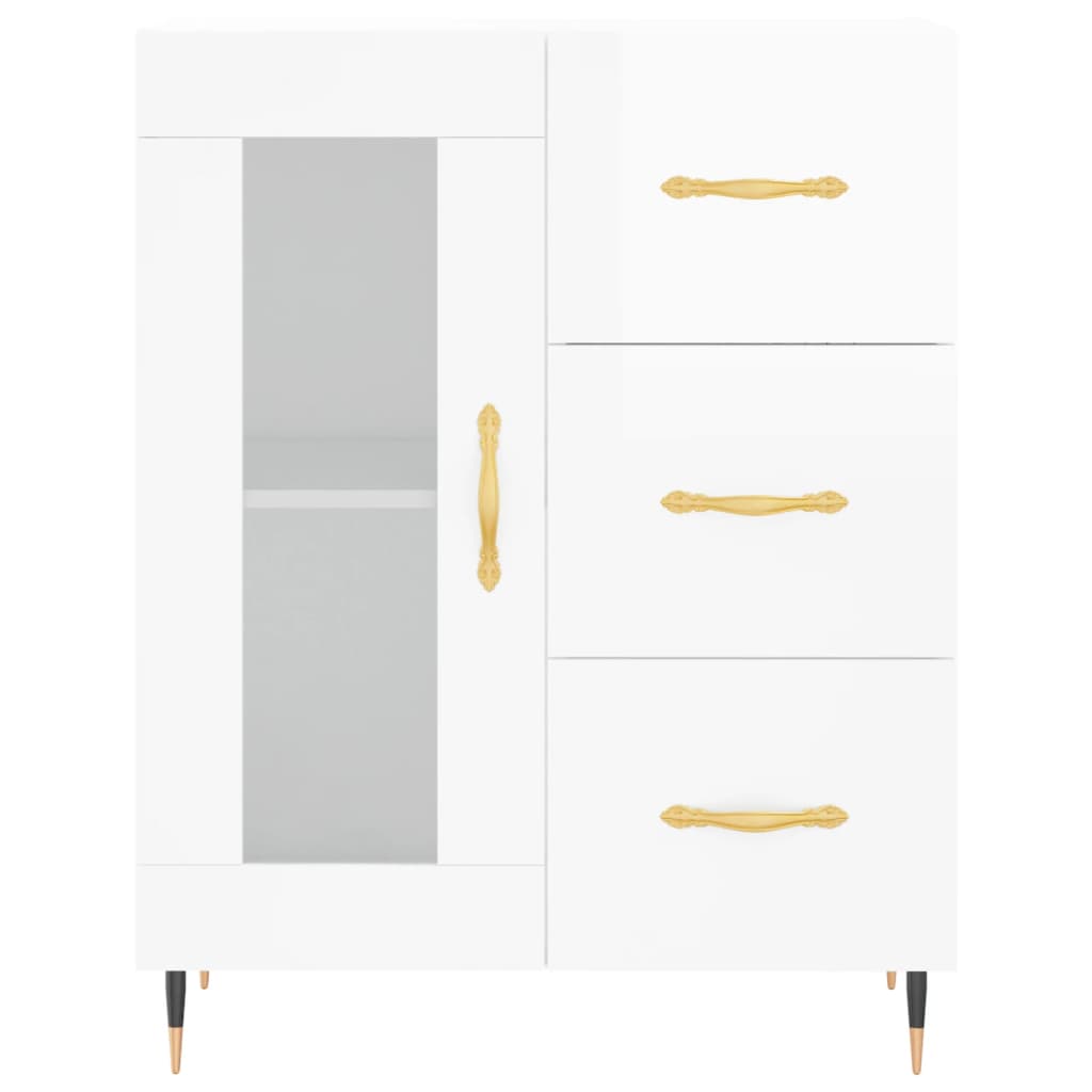 Credenza Bianco Lucido 69,5x34x180 cm in Legno Multistrato 3198579