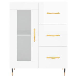Credenza Bianco Lucido 69,5x34x180 cm in Legno Multistrato 3198579