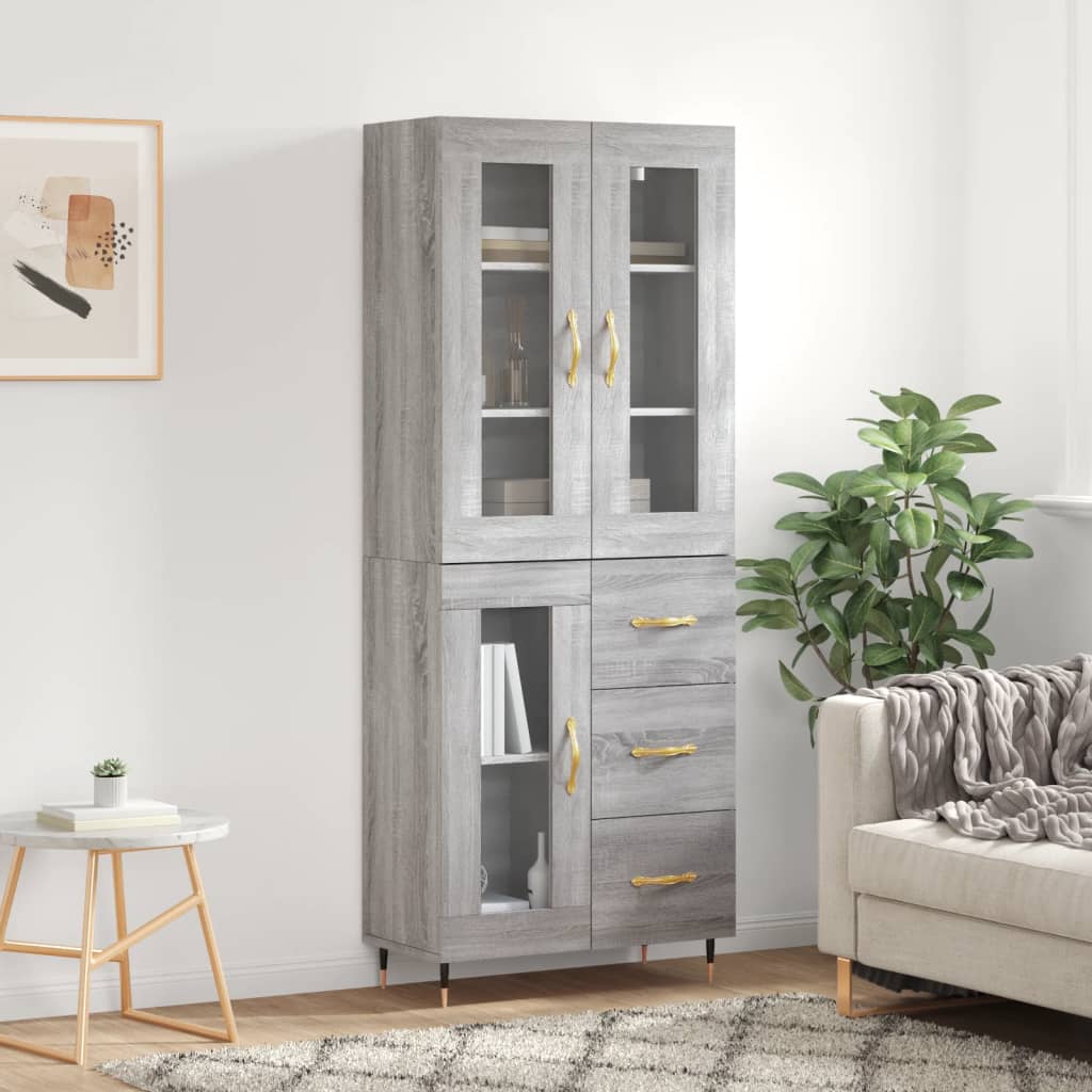 Credenza Grigio Sonoma 69,5x34x180 cm in Legno Multistratocod mxl 101949