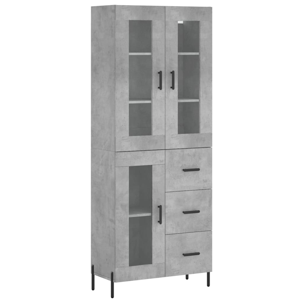 Credenza-Buffet-Armadio da cucina Grigio Cemento 69,5x34x180 cm in Legno Multistrato 128322
