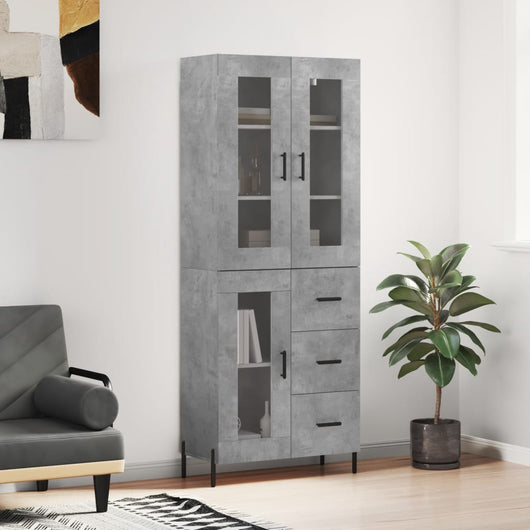 Credenza Grigio Cemento 69,5x34x180 cm in Legno Multistrato 3198605