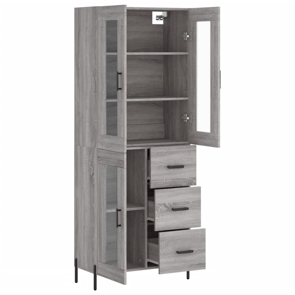 Credenza Grigio Sonoma 69,5x34x180 cm in Legno Multistrato 3198607