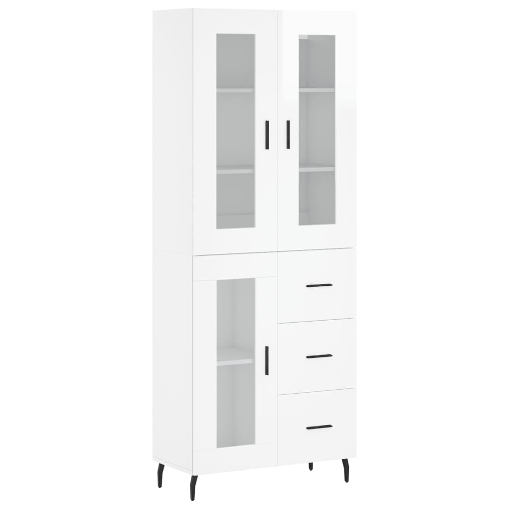 Credenza Bianco Lucido 69,5x34x180 cm in Legno Multistrato 3198611