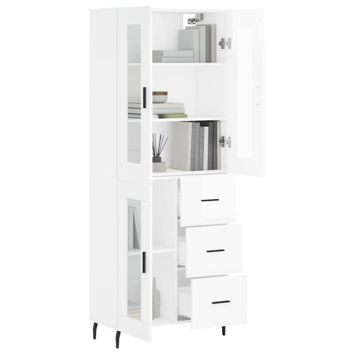Credenza Bianco Lucido 69,5x34x180 cm in Legno Multistrato 3198611