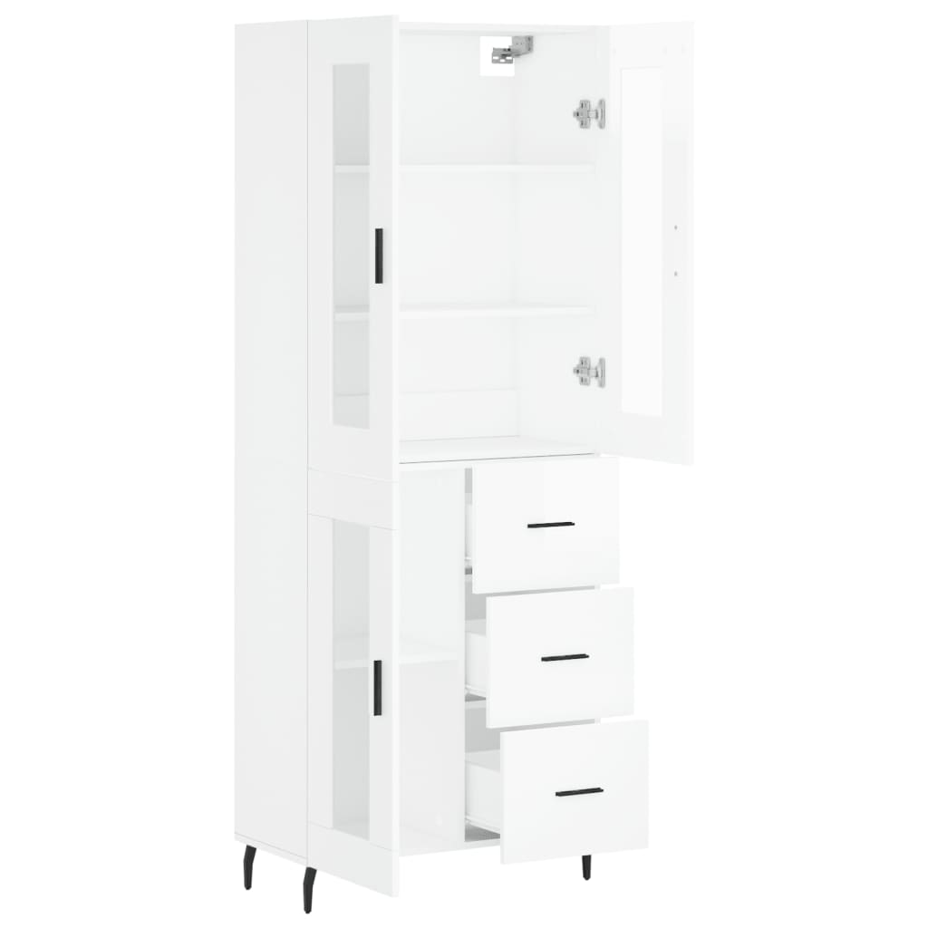 Credenza Bianco Lucido 69,5x34x180 cm in Legno Multistrato 3198611