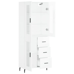Credenza Bianco Lucido 69,5x34x180 cm in Legno Multistrato 3198611
