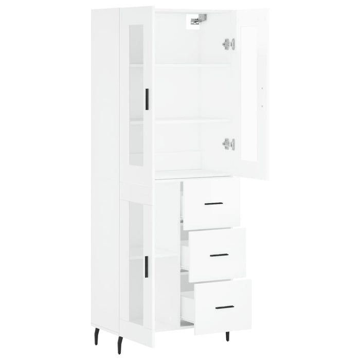 Credenza Bianco Lucido 69,5x34x180 cm in Legno Multistrato 3198611
