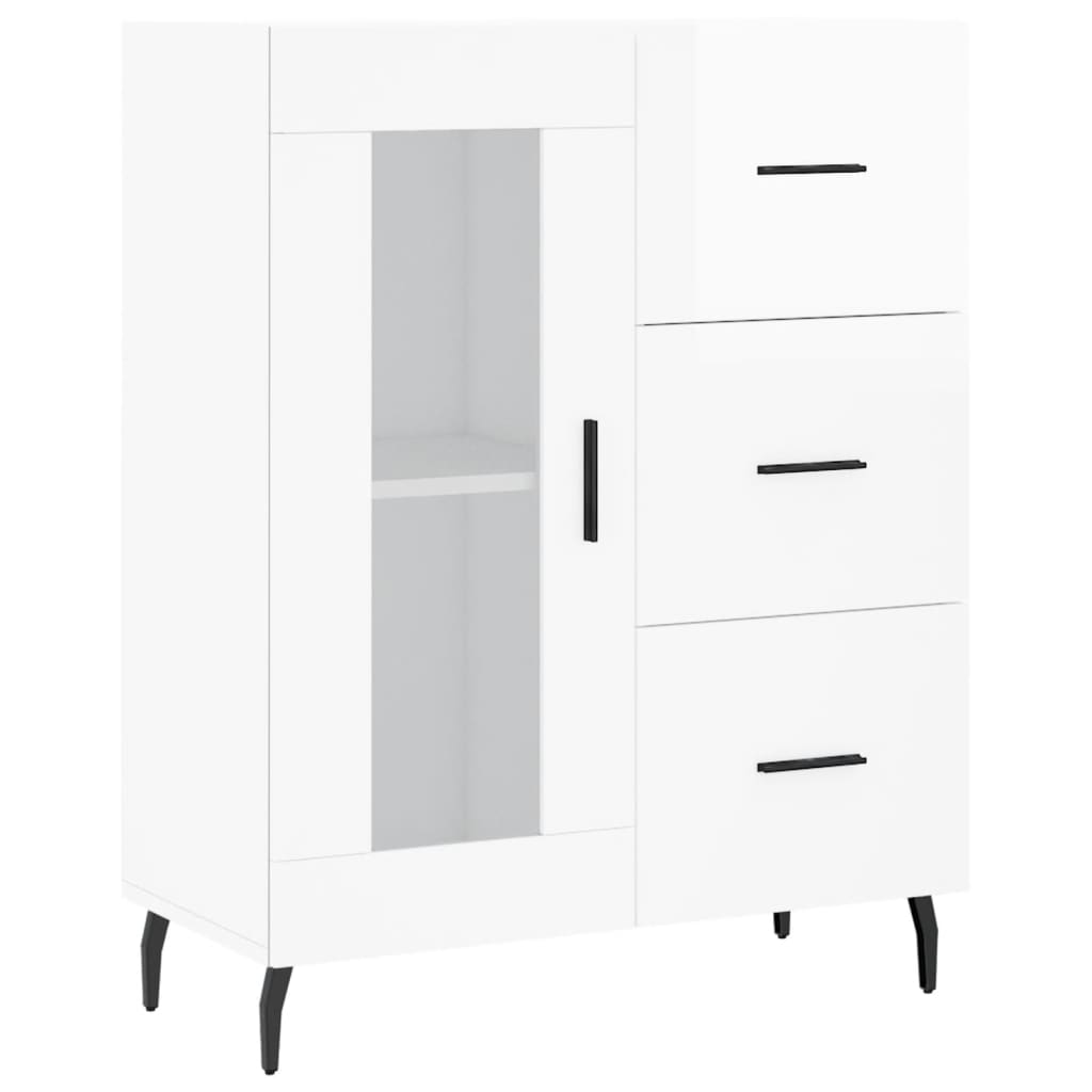 Credenza Bianco Lucido 69,5x34x180 cm in Legno Multistrato 3198611