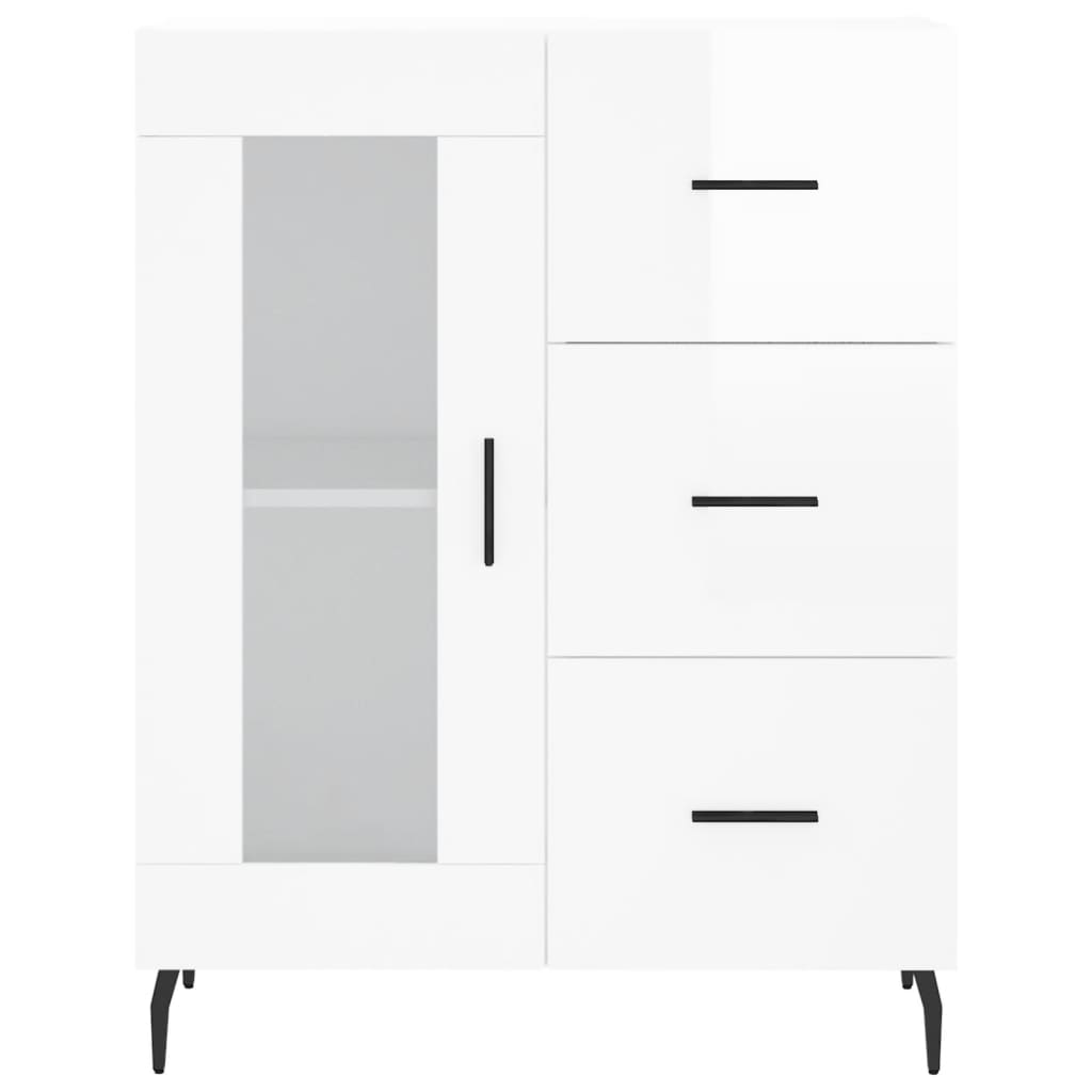 Credenza Bianco Lucido 69,5x34x180 cm in Legno Multistrato 3198611