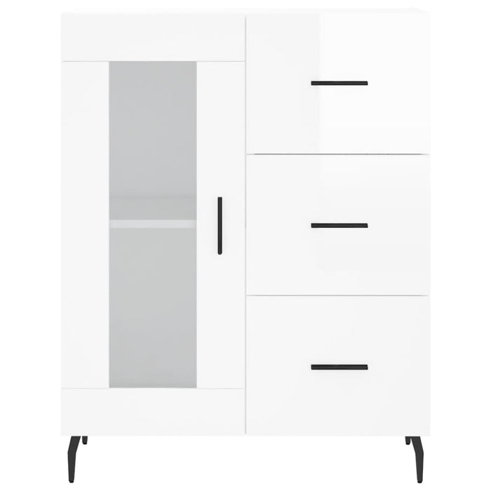 Credenza Bianco Lucido 69,5x34x180 cm in Legno Multistrato 3198611