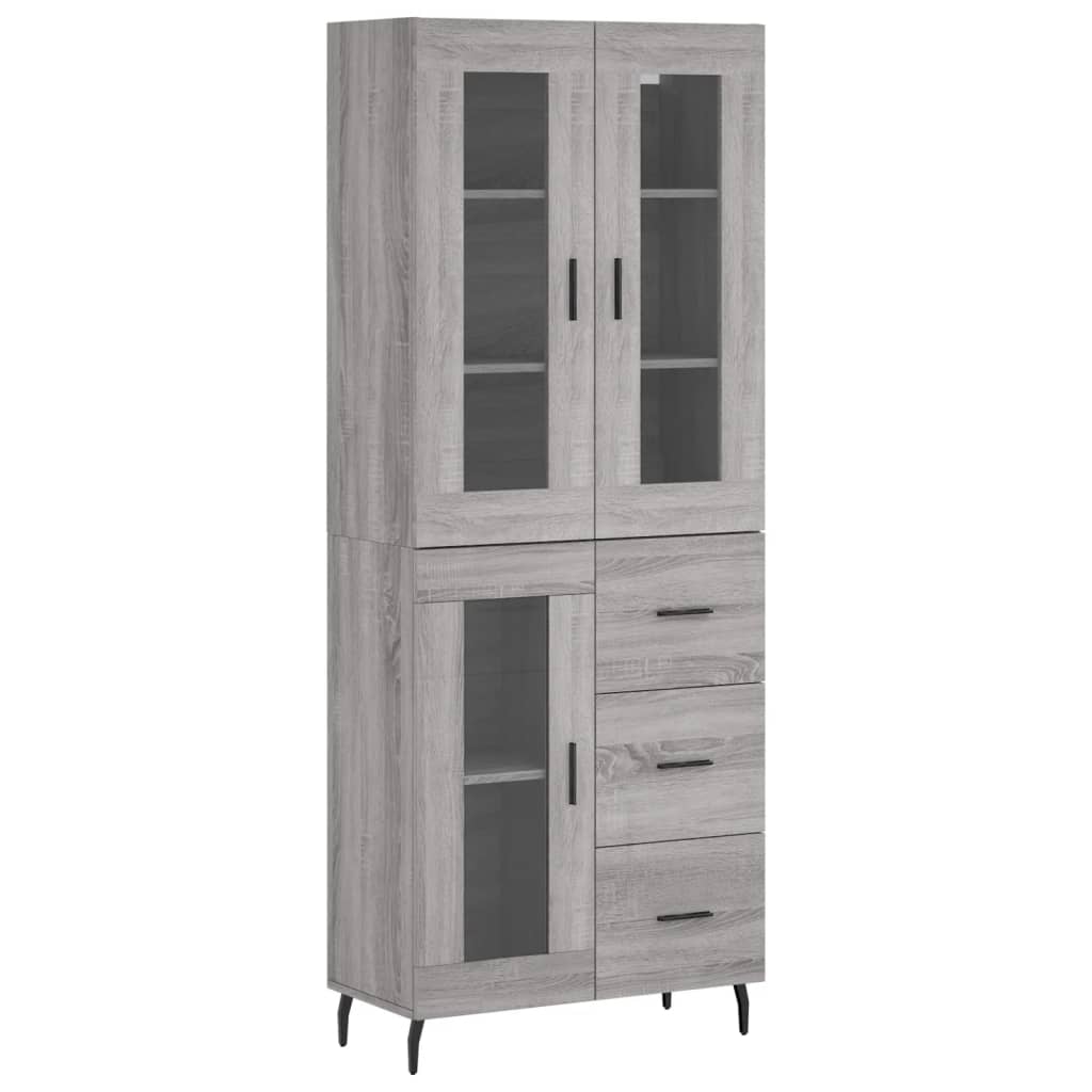 Credenza Grigio Sonoma 69,5x34x180 cm in Legno Multistrato 3198615