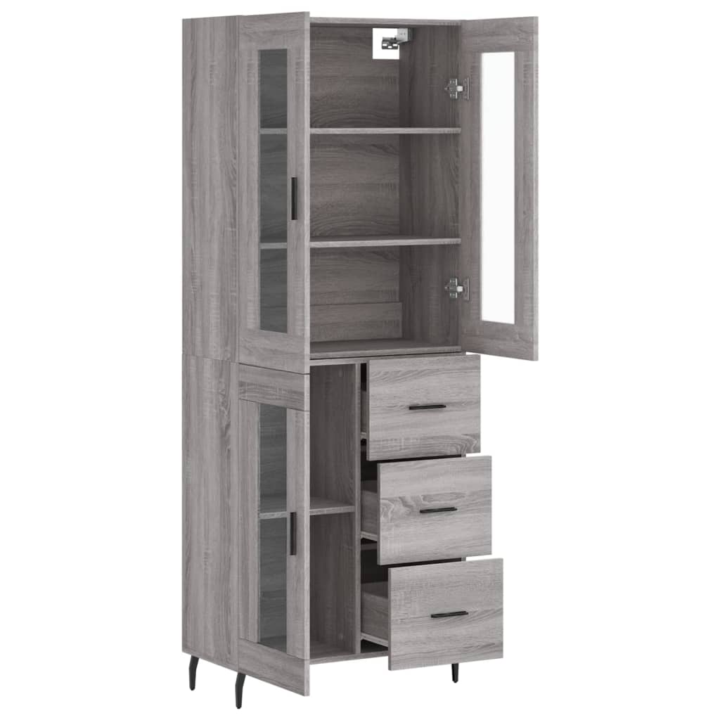 Credenza Grigio Sonoma 69,5x34x180 cm in Legno Multistrato 3198615