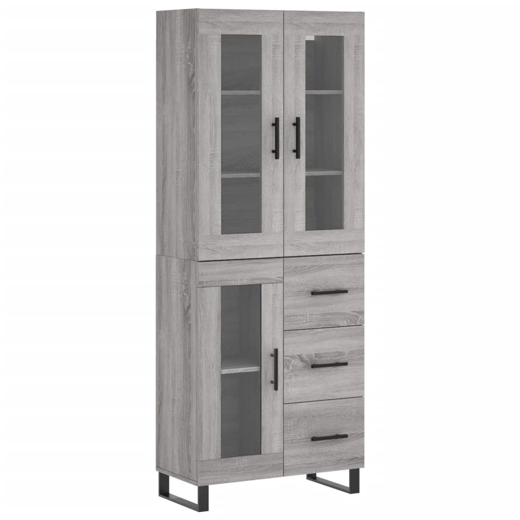 Credenza Grigio Sonoma 69,5x34x180 cm in Legno Multistrato 3198623