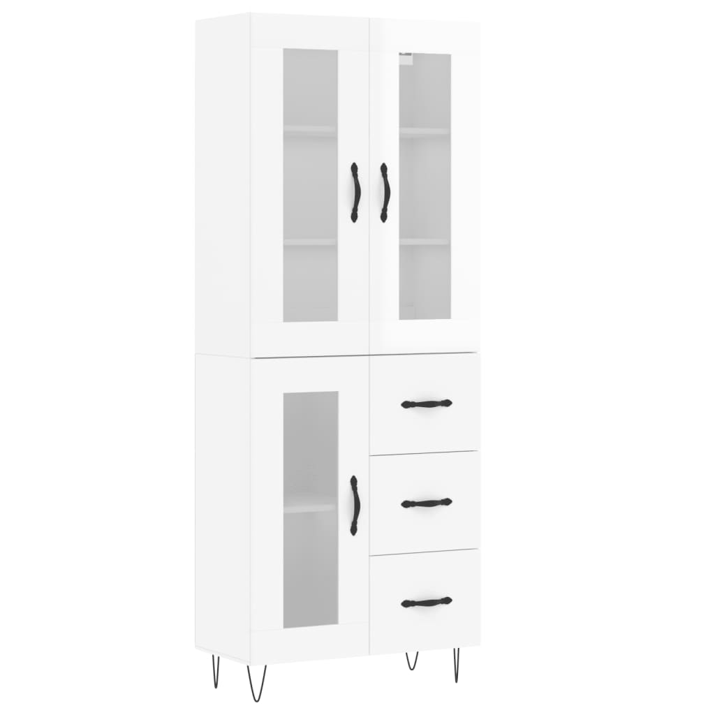 Credenza Bianco Lucido 69,5x34x180 cm in Legno Multistrato 3198627