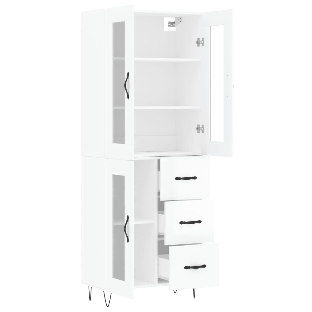 Credenza Bianco Lucido 69,5x34x180 cm in Legno Multistrato 3198627