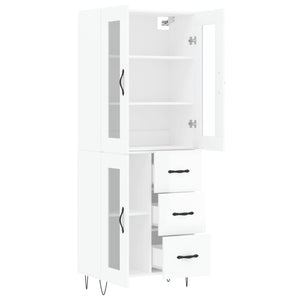 Credenza Bianco Lucido 69,5x34x180 cm in Legno Multistrato 3198627
